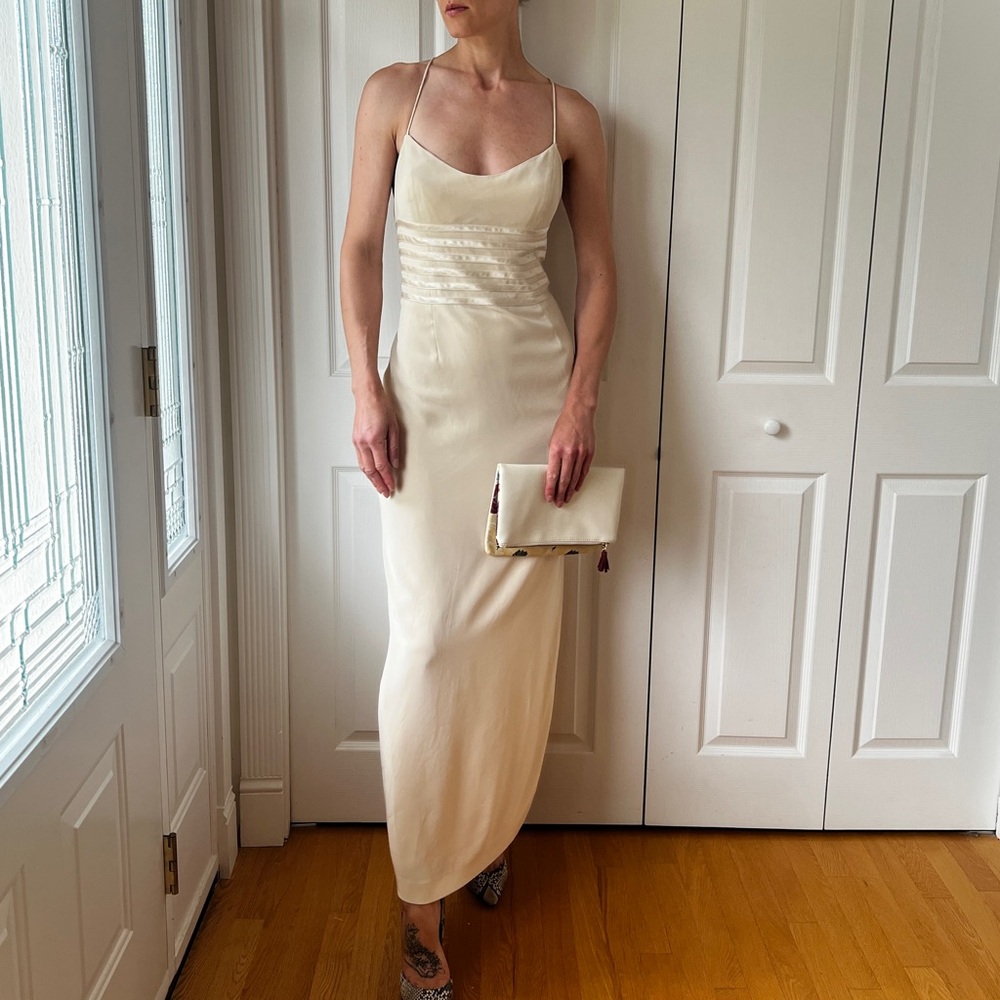 Y2K Elegant Cream Evening Gown - Picture 2 of 10